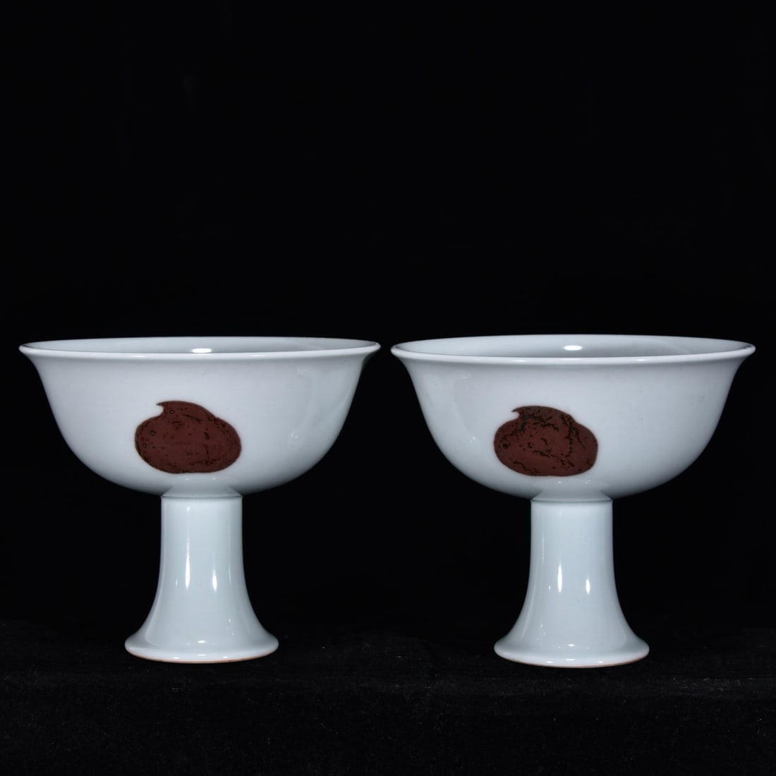 A Pair of Exquisite Underglaze-Red Fruit Pattern Stem Cups (1 of 9)