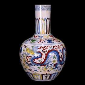 An Exquisite Doucai Lotus and Dragon Pattern Vase