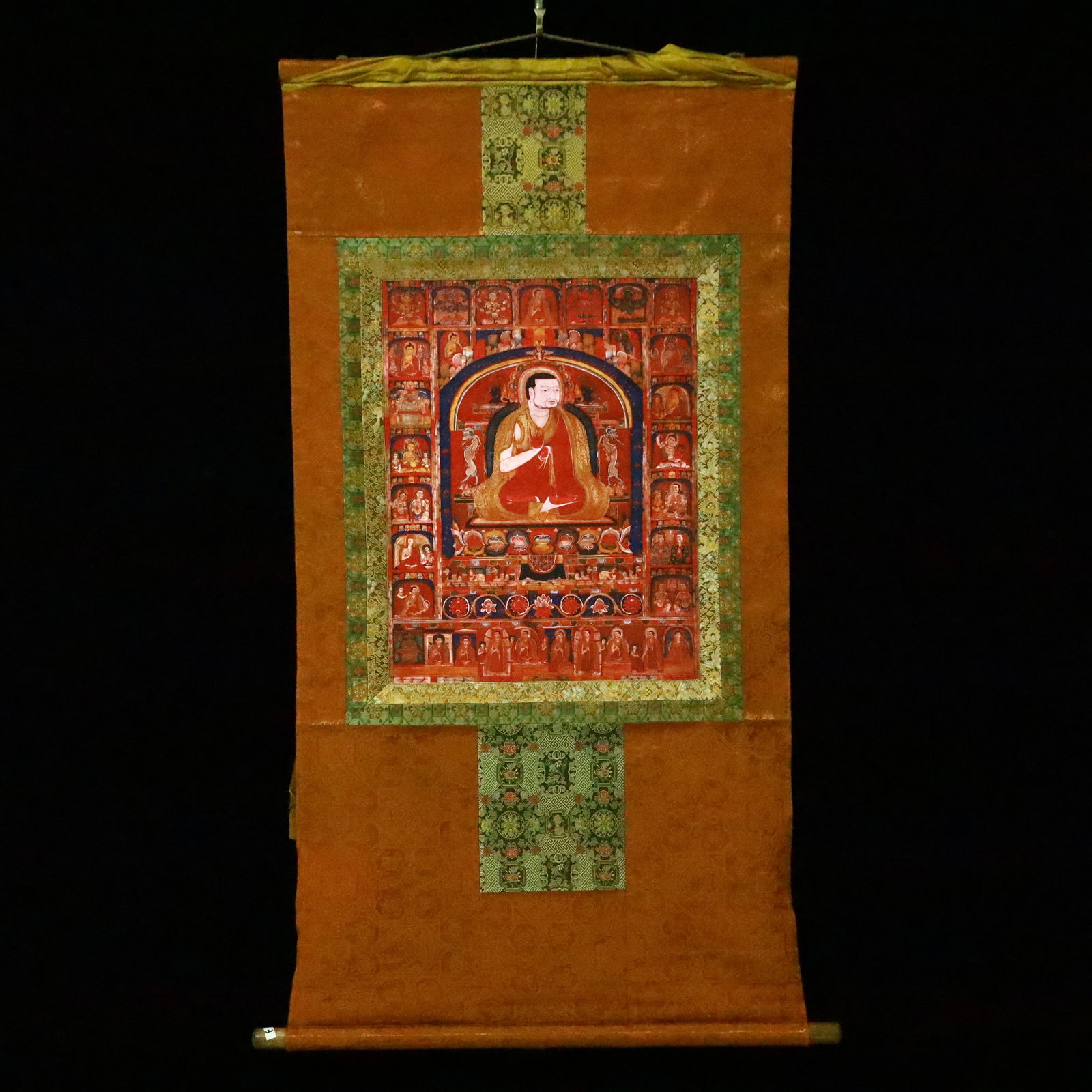 A Rare Brocade Painted Color Statue of Guru Tangka (1 of 10)