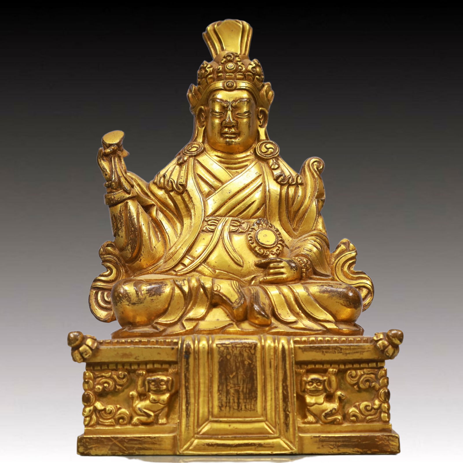 A Solemn Gilt Bronze Buddha Statue, With Inscription (1 of 5)