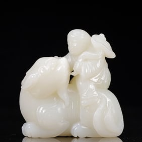 An Exquisite White Jade Figure Ornament