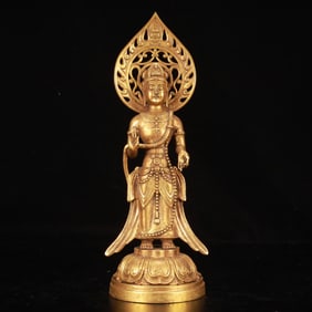 A Rare Gilt Bronze Statue of Avalokitesvara
