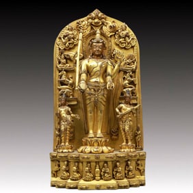 A Solemn Gilt Bronze Buddha Statue