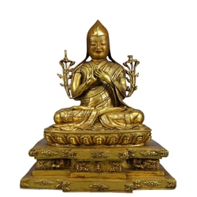 A Solemn Gilt Bronze Statue of Tsongkhapa