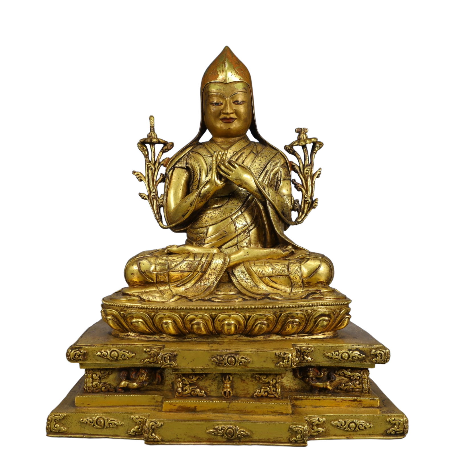 A Solemn Gilt Bronze Statue of Tsongkhapa (1 of 12)