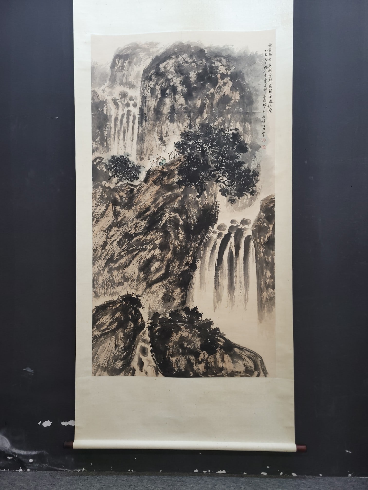 A Chinese Vertical Scroll Ink Painting of Landscape and Figure on Paper,Fu Baoshi (1 of 9)