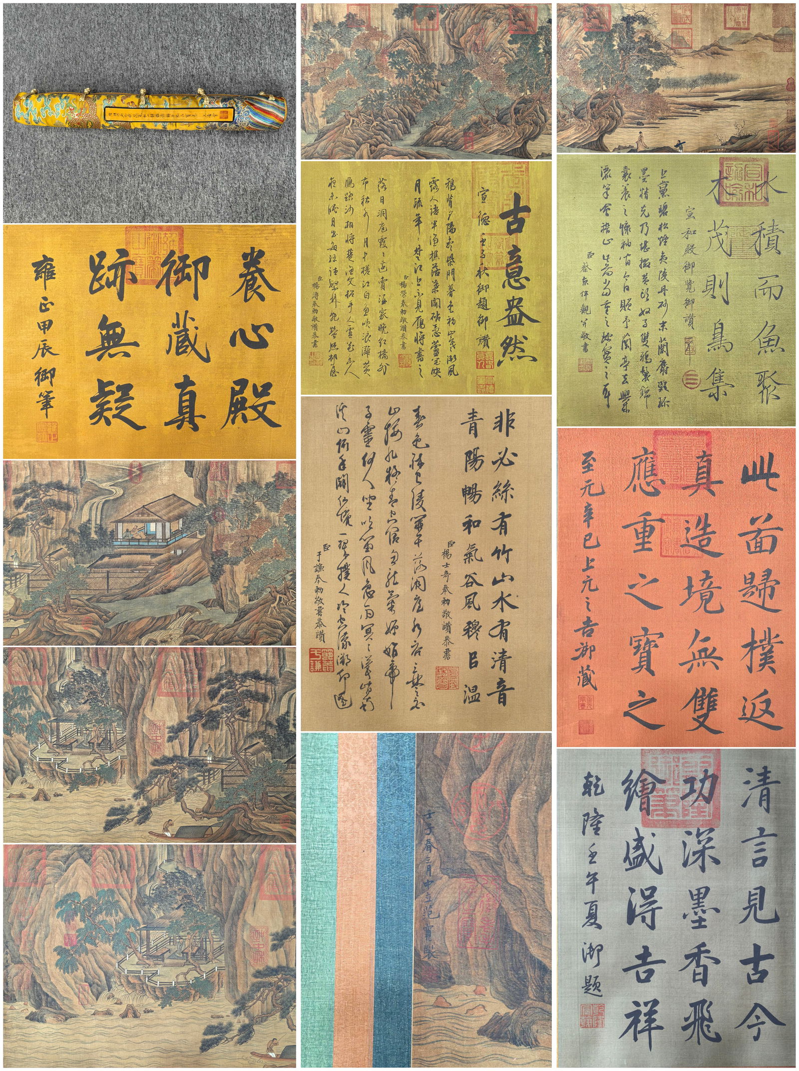 A Chinese Hand Scroll Ink Painting of Landscape and Figure on Silk,Fan Kuan: A Chinese Hand Scroll Ink Painting of Landscape and Figure on Silk,Fan Kuan,Size:(Without frame)17.4inx91.3in,(Total)21.9inx295.3in 一幅中国水墨绢本