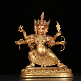 An Elaborate Gilt-Bronze Gem-Inlaid Figure Of Dakini