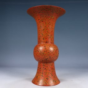 A Rare Carved Red Lacquer Vase
