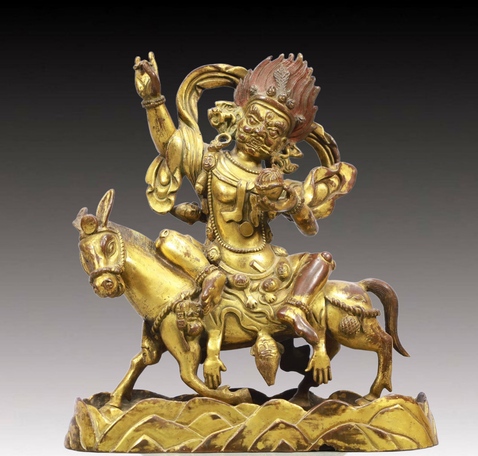 A Solemn Gilt Bronze Statue of Mammon: A Solemn Gilt Bronze Statue of Mammon,Ming Dynasty, China,Size:7.9inx3inx8.7in Weight:3000g 铜鎏金财神像,中国明代