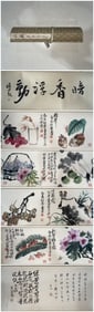 A Chinese Hand Scroll Ink Painting of Vegetables and Fruits on Paper,Xu Linlu