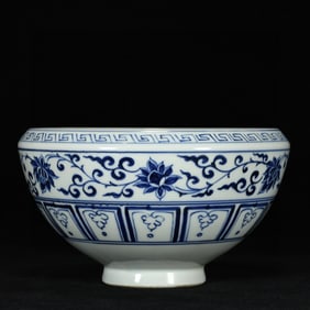 An Exquisite Blue and White Flower and Bird Pattern Bowl