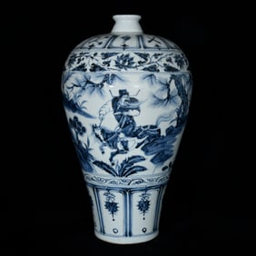 A Huge Blue and White Character and Story Pattern Vase