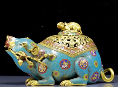 A Rare Cloisonne Bats and Mouse Pattern Censer