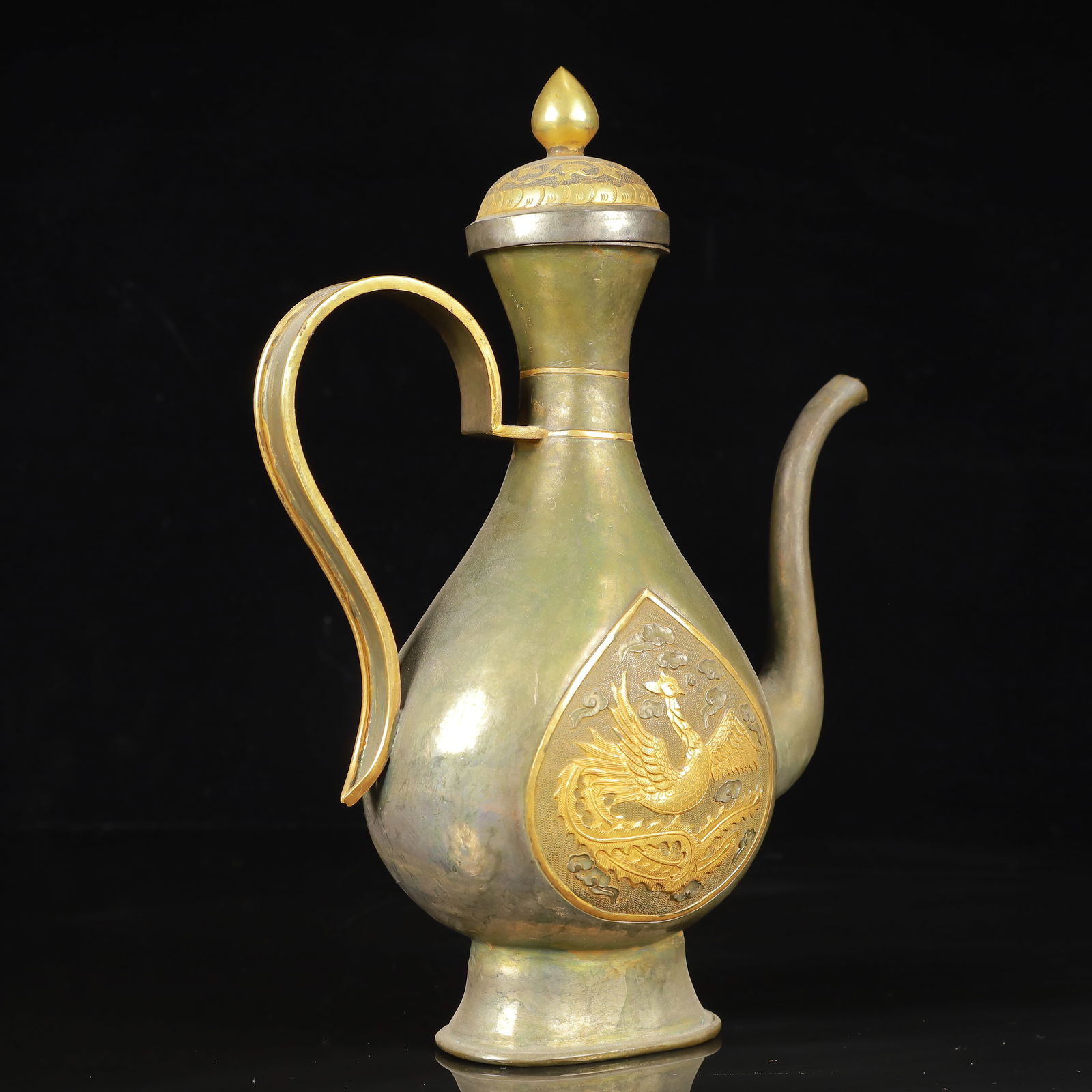 An Exquisite Gilt Silver Phoenix Pattern Ewer - 10