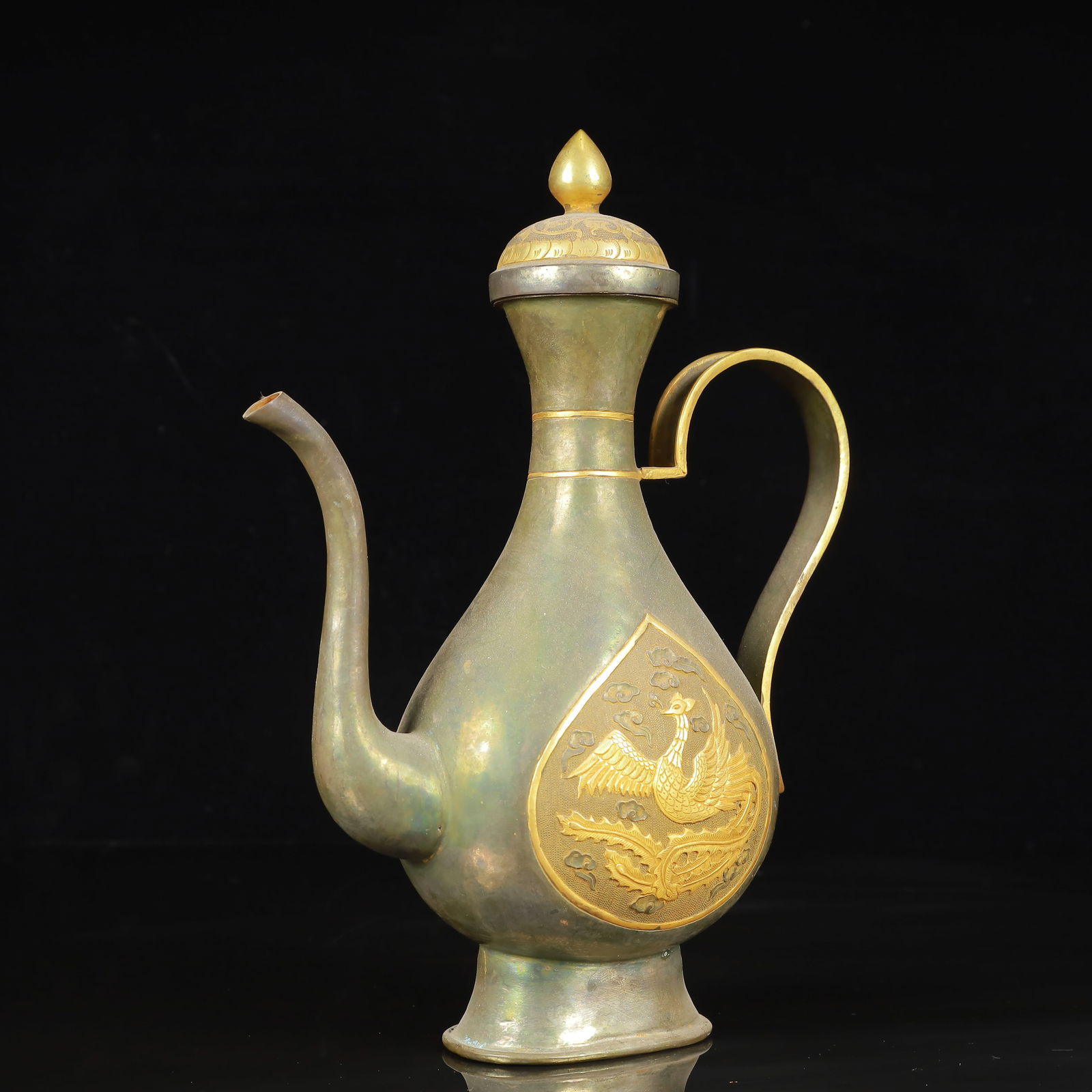 An Exquisite Gilt Silver Phoenix Pattern Ewer - 4