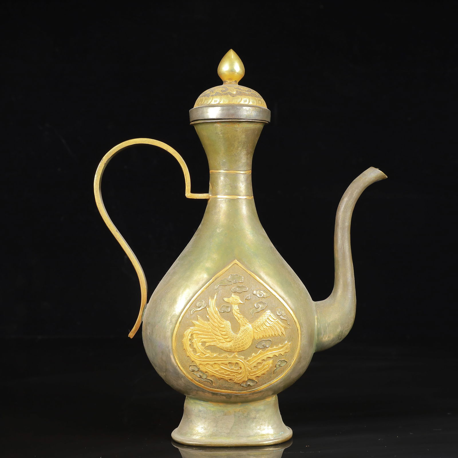An Exquisite Gilt Silver Phoenix Pattern Ewer - 7