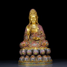 A Huge Cloisonne Avalokitesvara Statue