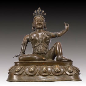 A Solemn Bronze Statue of Bodhisattva