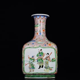 An Exquisite Wucai Flower and Figure Pattern Vase