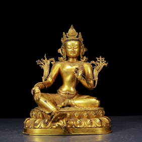 A Solemn Gilt Bronze Statue of Avalokitesvara