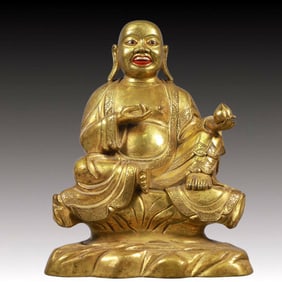 A Solemn Gilt Bronze Statue of Maitreya Buddha