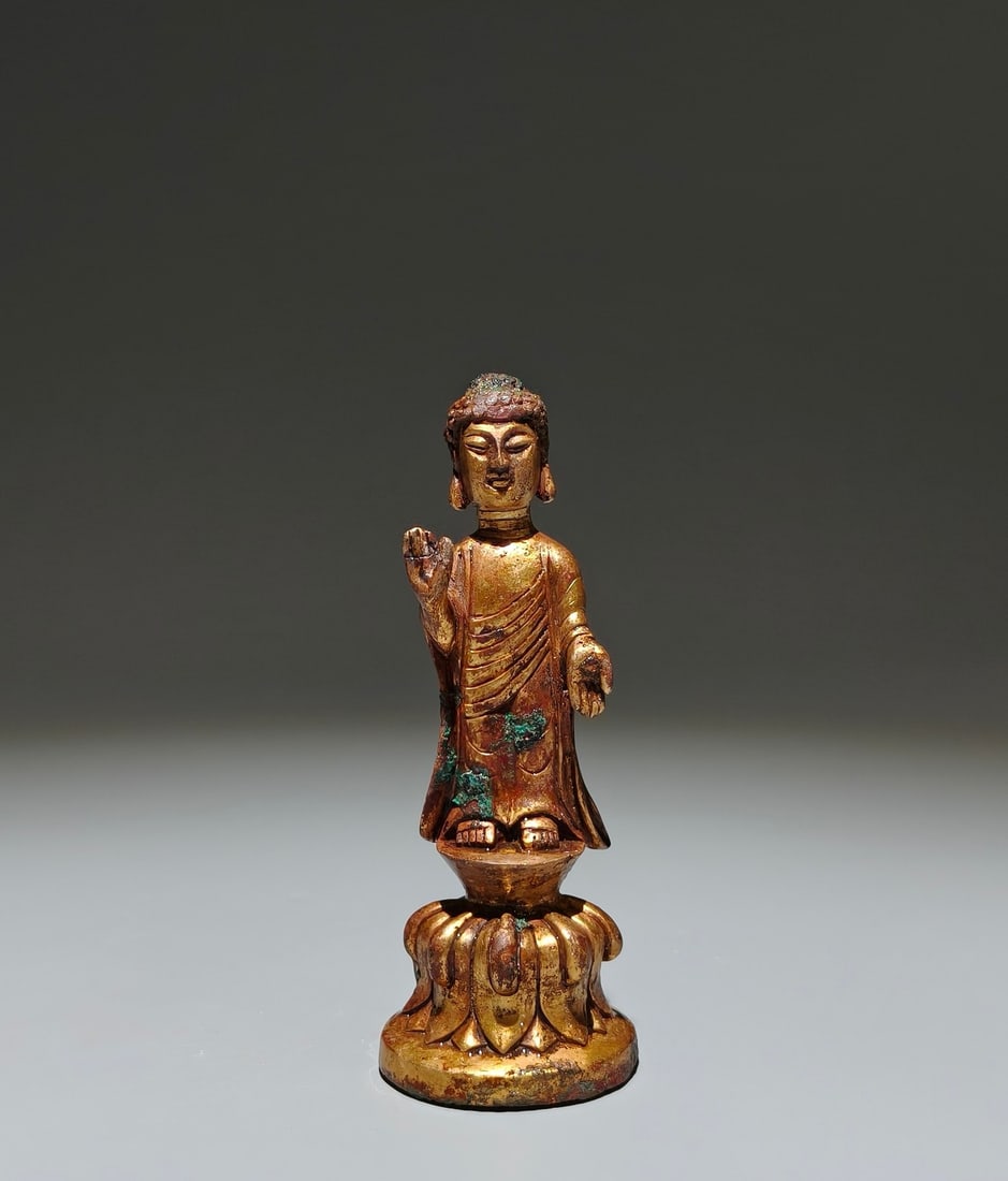 A Solemn Gilt Bronze Statue of Sakyamuni (1 of 9)