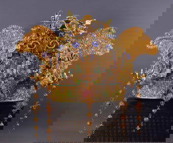 A Huge Flower silk gold-plated Phoenix coronet,Inlaid Gems