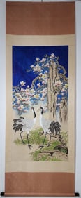 A Chinese Vertical Scroll Ink Painting of Flower and Bird on Paper,Chen Zhifo