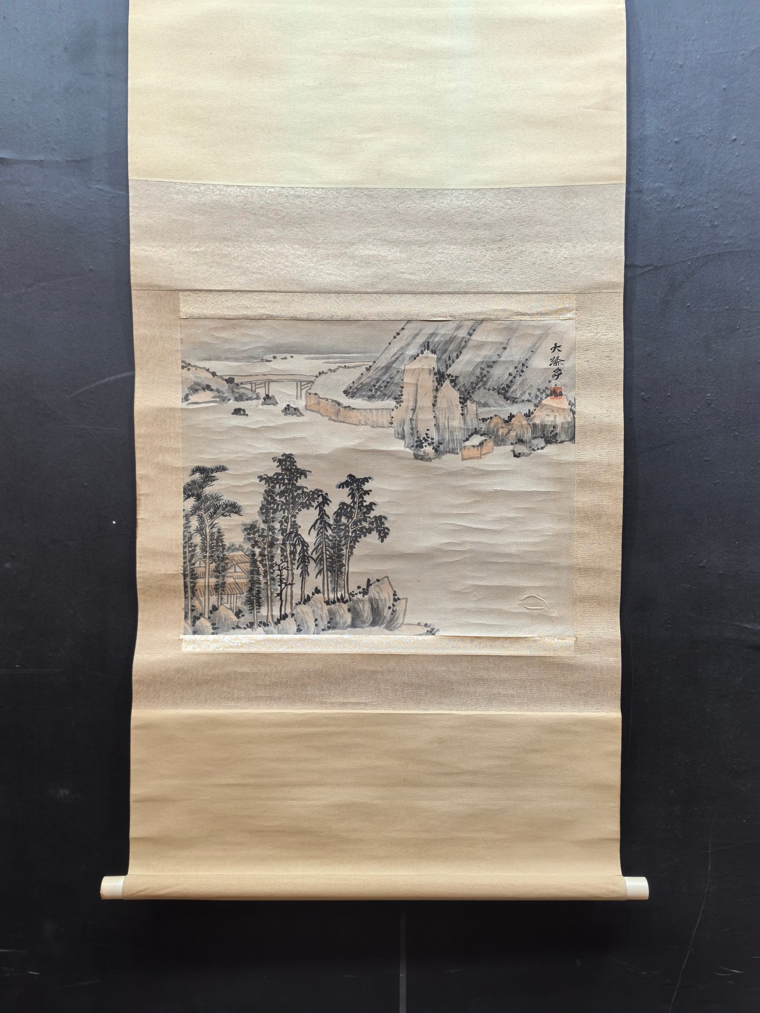 A Chinese Vertical Scroll Ink Painting of Landscape on Silk,Shi Tao (1 of 8)