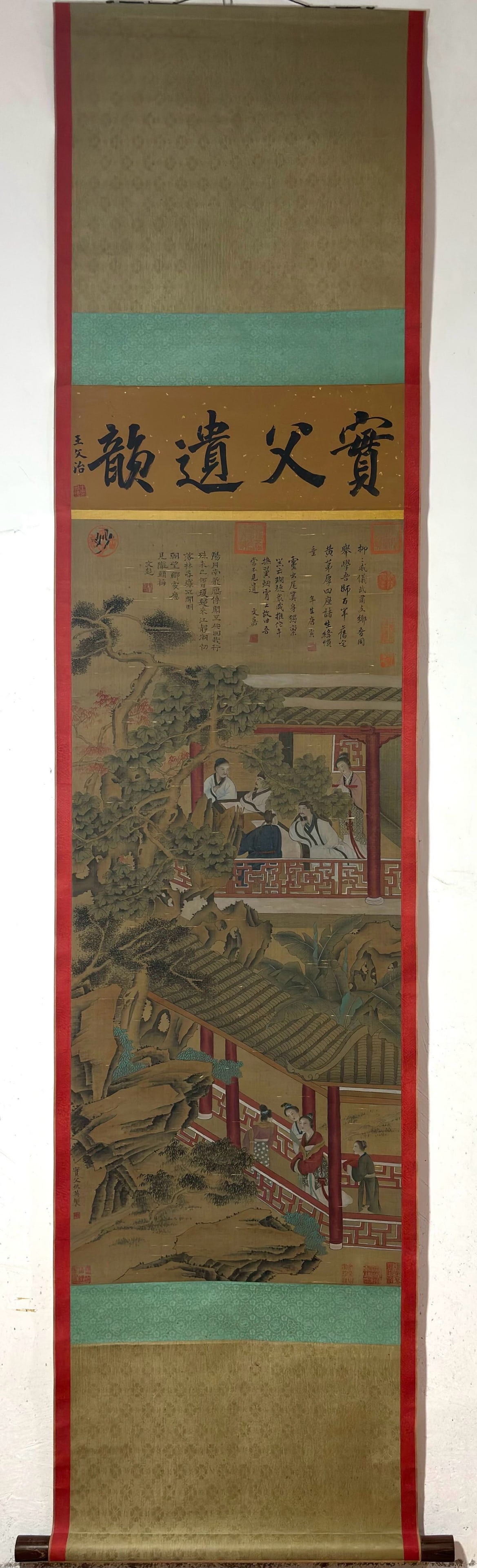 A Chinese Vertical Scroll Ink Painting of Figure on Silk,Chou Ying (1 of 9)