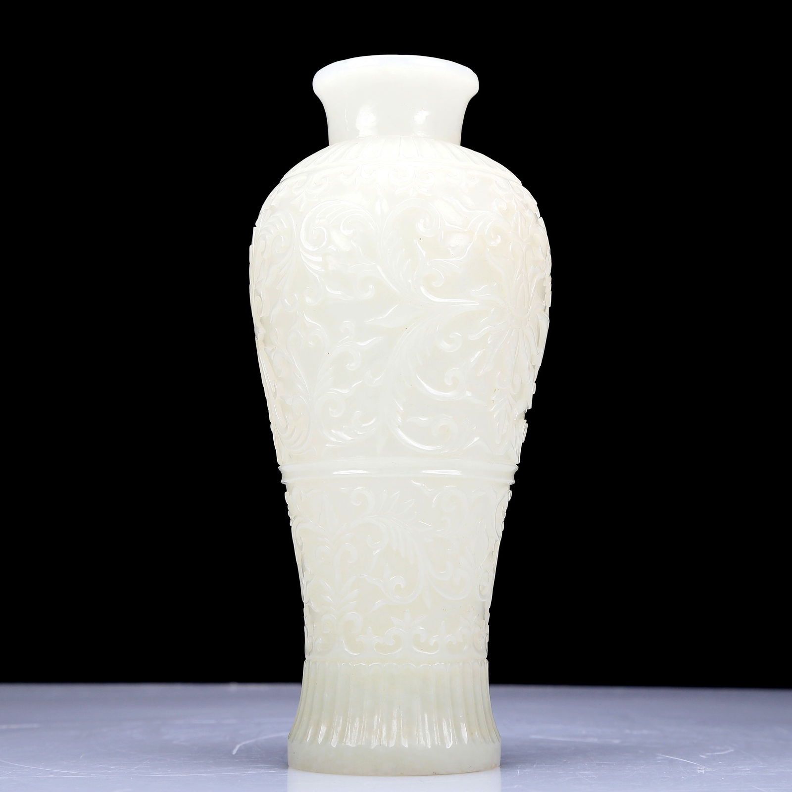A Precious White Jade 'Scrolling Lotus' Vase (1 of 9)