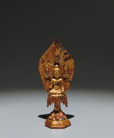 A Solemn Gilt Bronze Buddha Statue,With Inscription