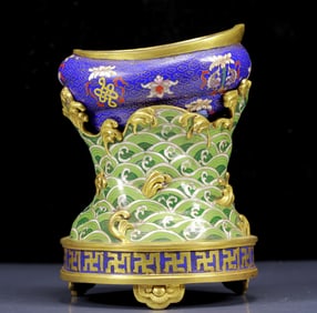 An Exquisite Cloisonne Seawater and Eight Treasures Pattern Censer