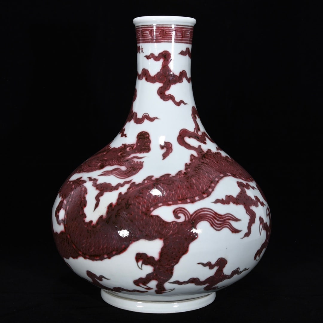 A Huge Underglaze-Red Auspicious Cloud and Dragon Pattern Vase - 2