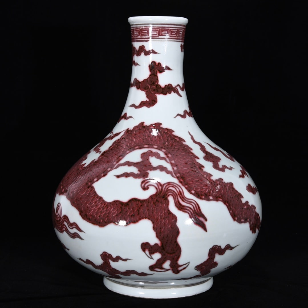 A Huge Underglaze-Red Auspicious Cloud and Dragon Pattern Vase - 3