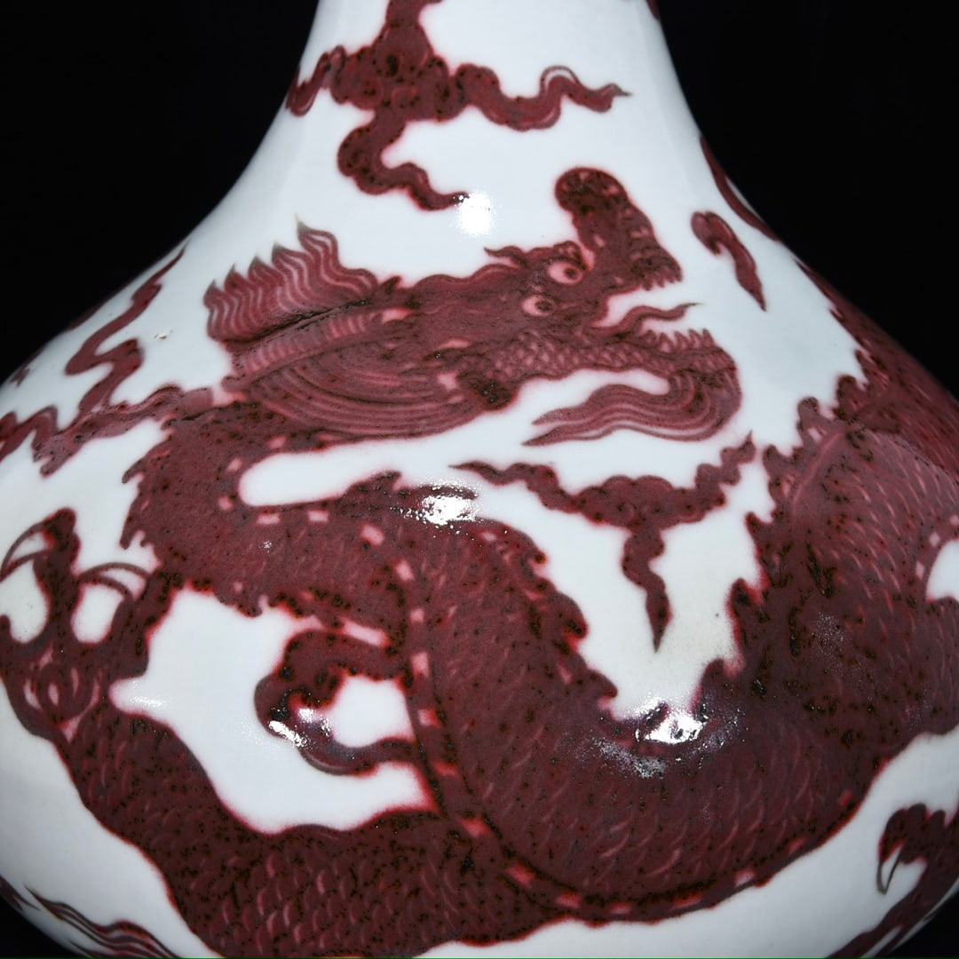 A Huge Underglaze-Red Auspicious Cloud and Dragon Pattern Vase - 6