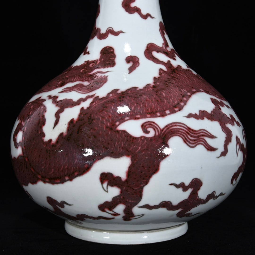 A Huge Underglaze-Red Auspicious Cloud and Dragon Pattern Vase - 7
