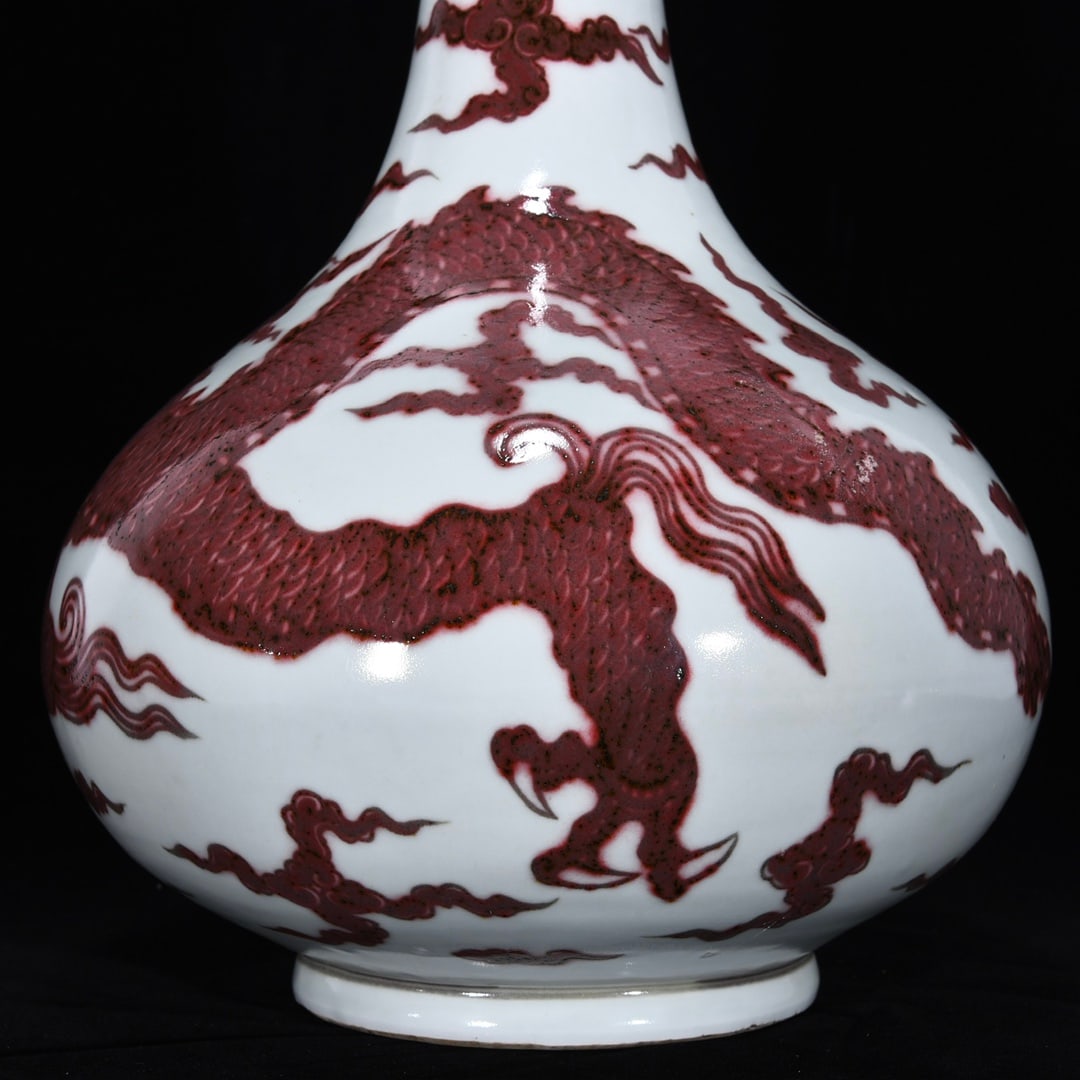 A Huge Underglaze-Red Auspicious Cloud and Dragon Pattern Vase - 8