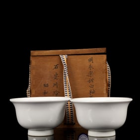 A Pair of Exquisite White Glazed Cups