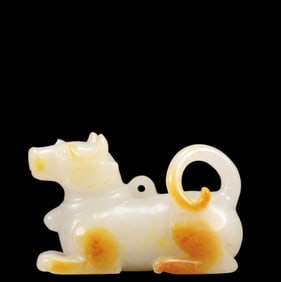 An Exquisite White Jade Dog Ornament