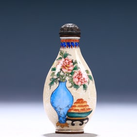 An Exquisite Painted Enamel Flower and Fruit Pattern Snuff Bottle