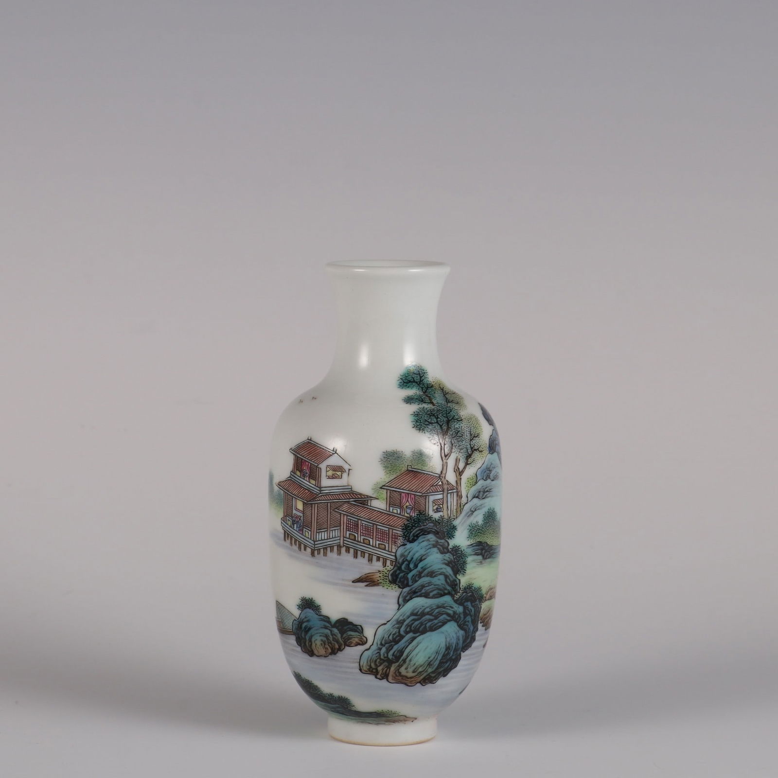 An Exquisite Enamel Landscape and Figure Pattern Vase: An Exquisite Enamel Landscape and Figure Pattern Vase,Qing Dynasty, China,Qianlong Four-character Mark,Size:12.6cmx6cmx3.3cm 