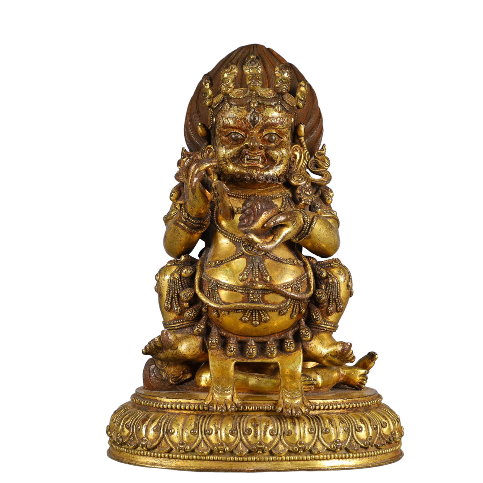 A Solemn Gilt Bronze Statue of Vajra: A Solemn Gilt Bronze Statue of Vajra,Qing Dynasty, China,Size:19cmx14cmx27cm,Weight:3950g 铜鎏金金刚像,中国清代