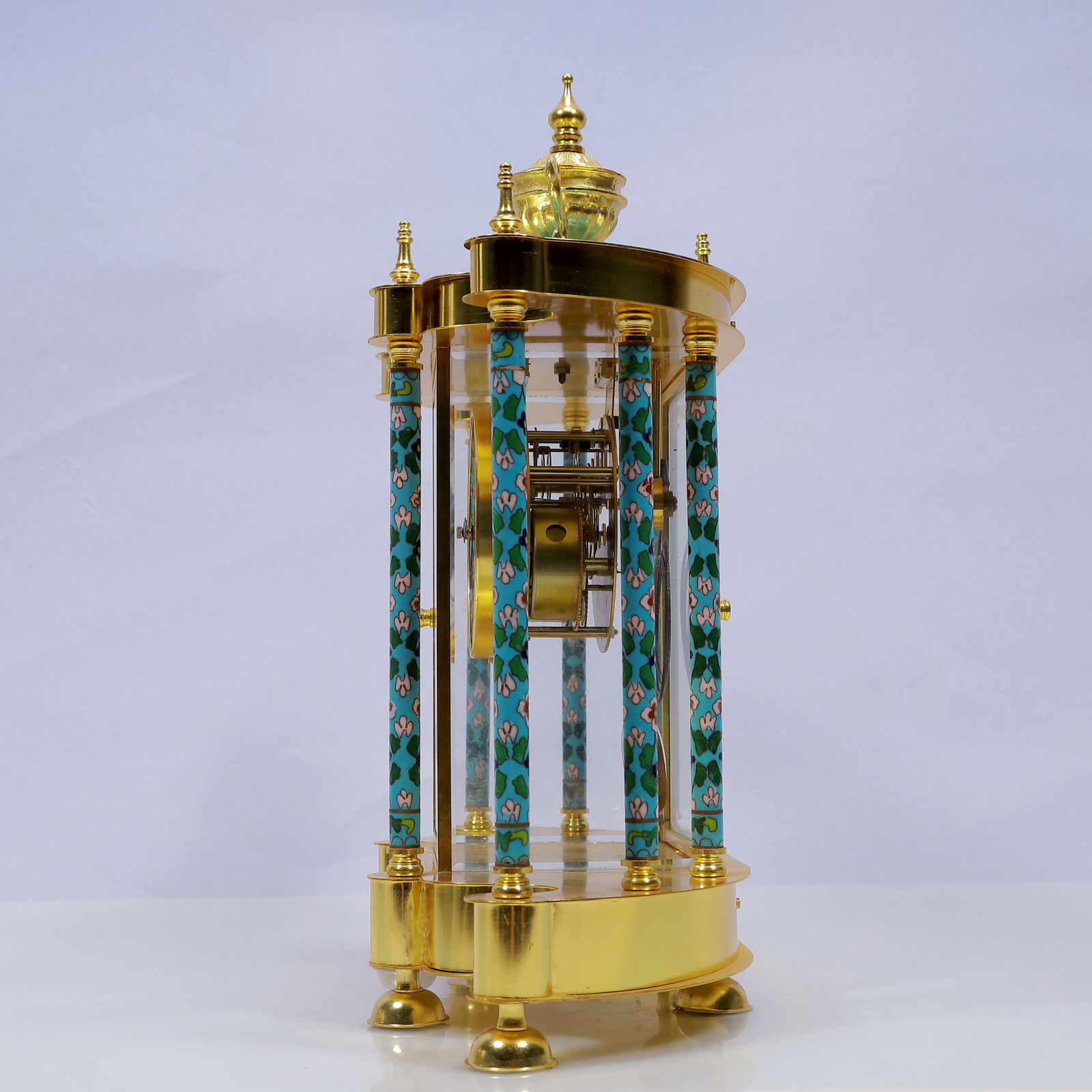 An Exquisite Cloisonne Flower Pattern Table Clock Ornament - 6