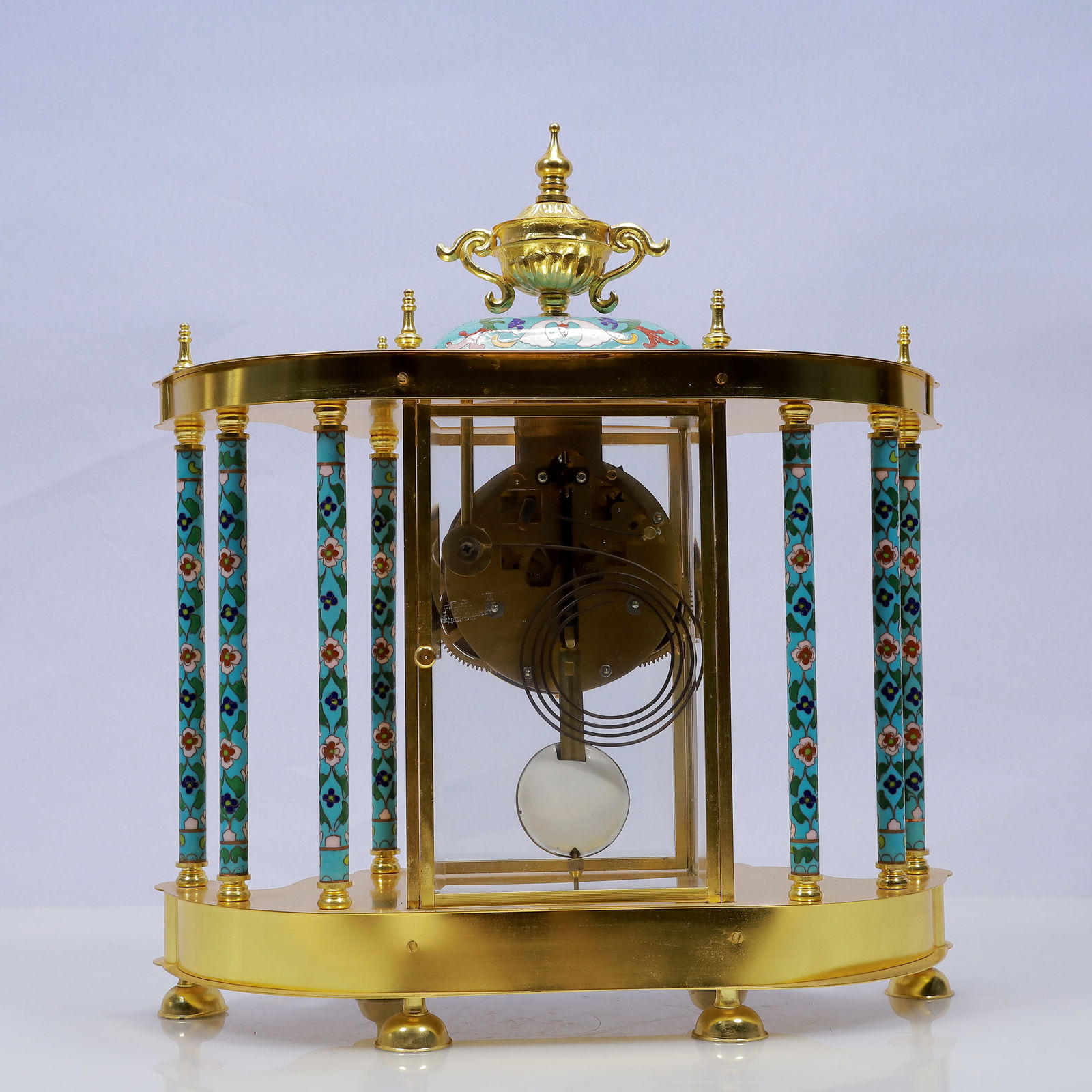 An Exquisite Cloisonne Flower Pattern Table Clock Ornament - 7