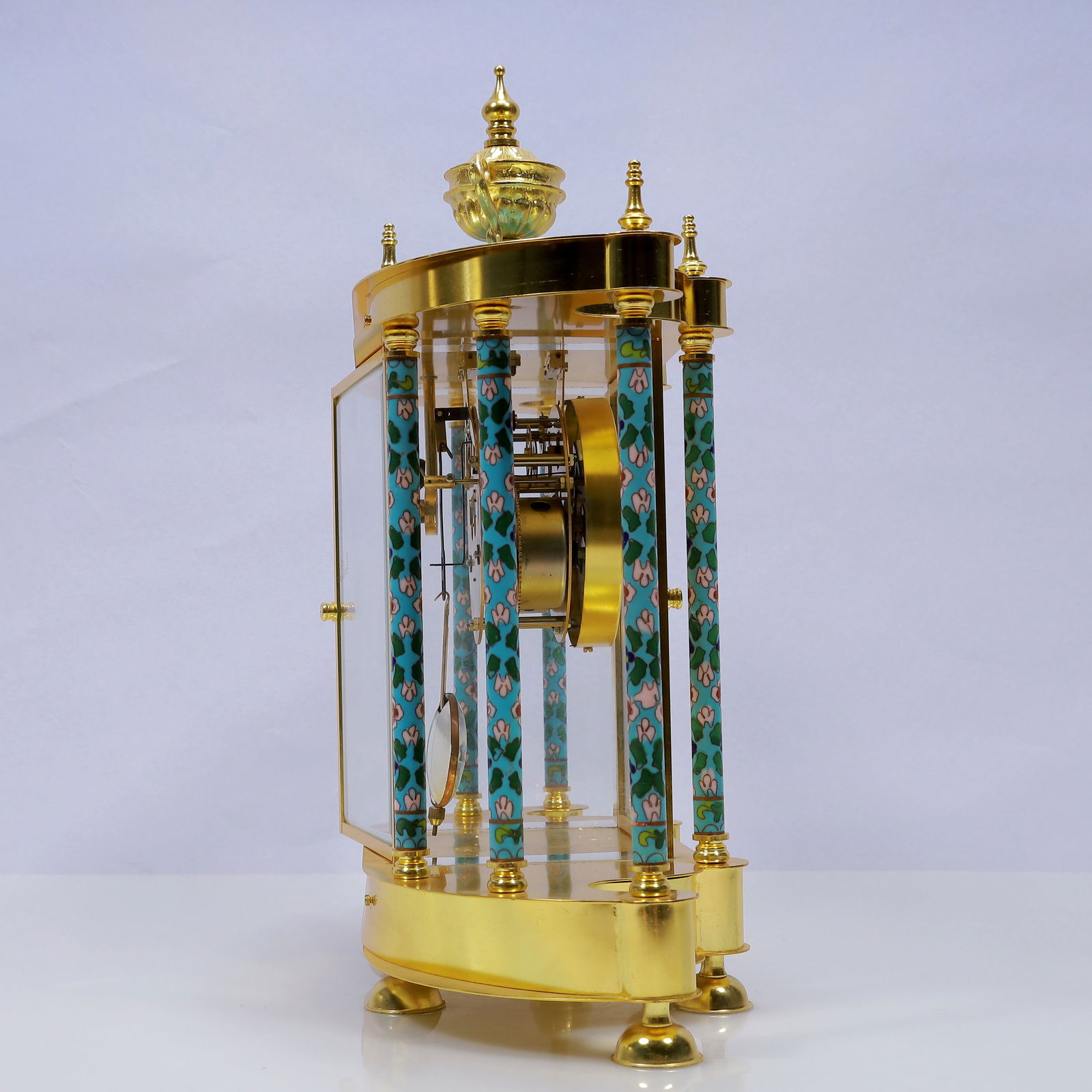 An Exquisite Cloisonne Flower Pattern Table Clock Ornament - 8