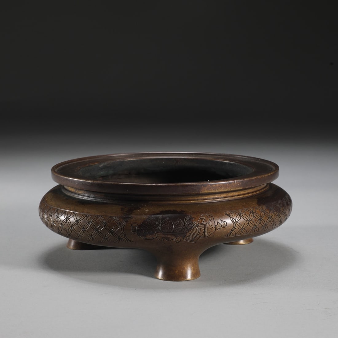 An Exquisite Bronze Bogu Pattern Tripod Censer - 2