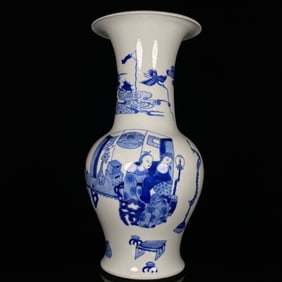 A Rare Blue and White Character and Story Pattern Vase