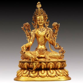 A Solemn Gilt Bronze Statue of Tara